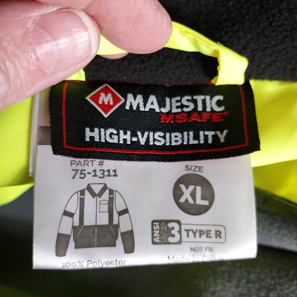 Majestic Size XL Class 3 Hi-Vis Reflective ANSI 3 Type R Lined Bomber Jacket - Picture 10 of 12